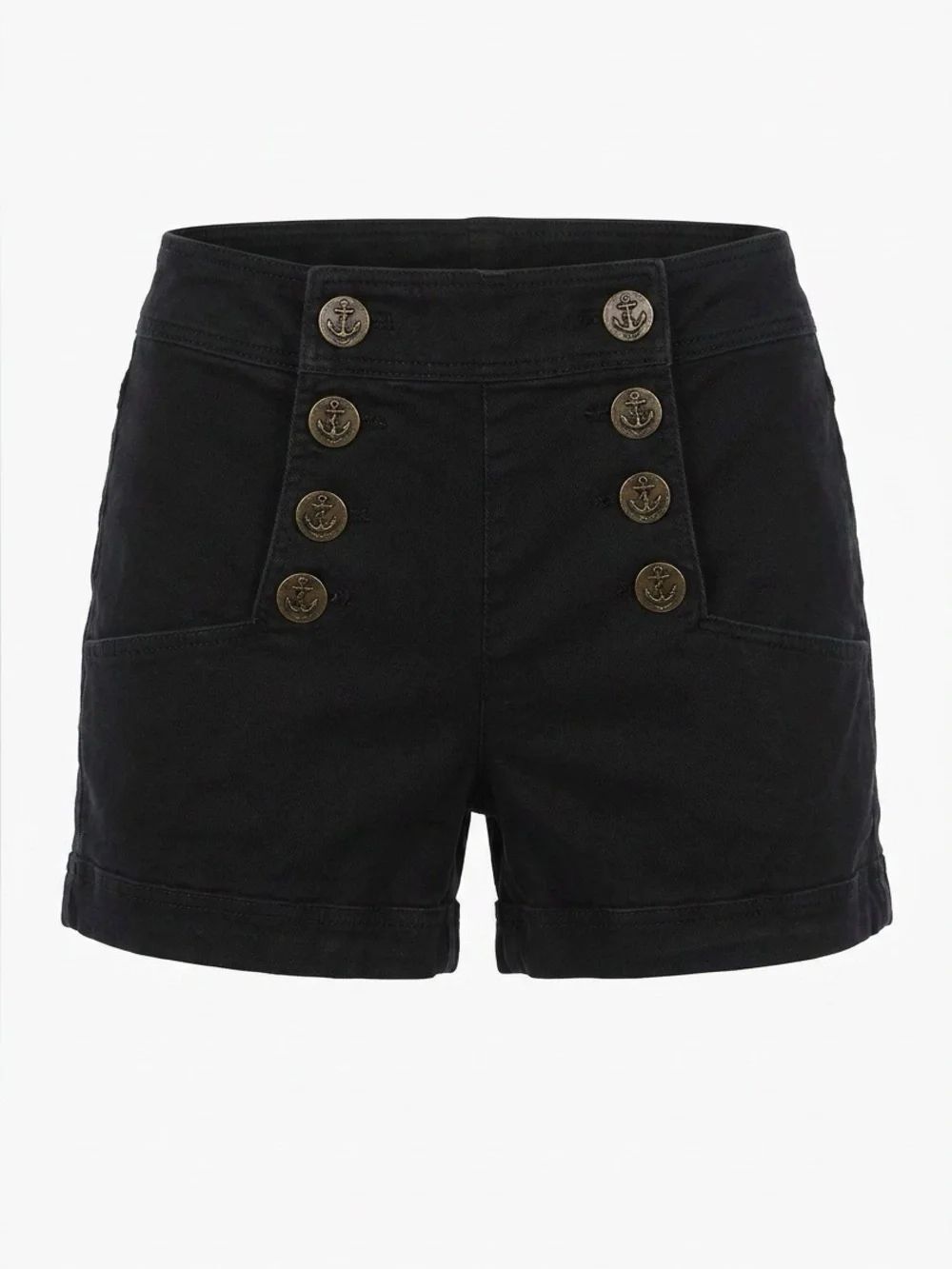 Express Black High-Waist Sailor Button Shorts